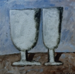 two glasses | 1995 | sand and acryl on canvas | 90x90 -  