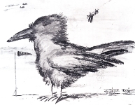 raven on airport | 1987 | mixed technics on paper | 40x50 -  